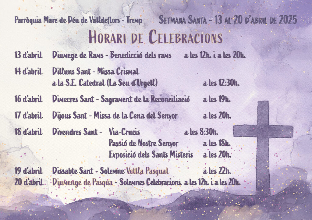 Horari de Celebracions - Setmana Santa 2025